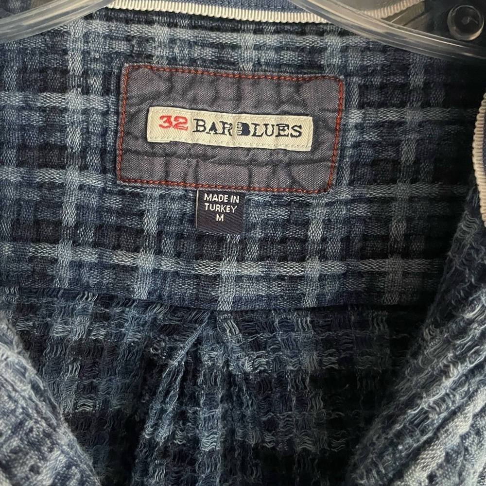 32 BARBLUES Men's Blue Plaid Shirt SIZE Medium - Picture 4 of 16